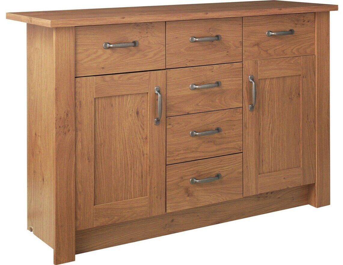 Ohio 2 Door 6 Drawer Sideboard - Oak Effect ( B Grade 55484 - 55488 )