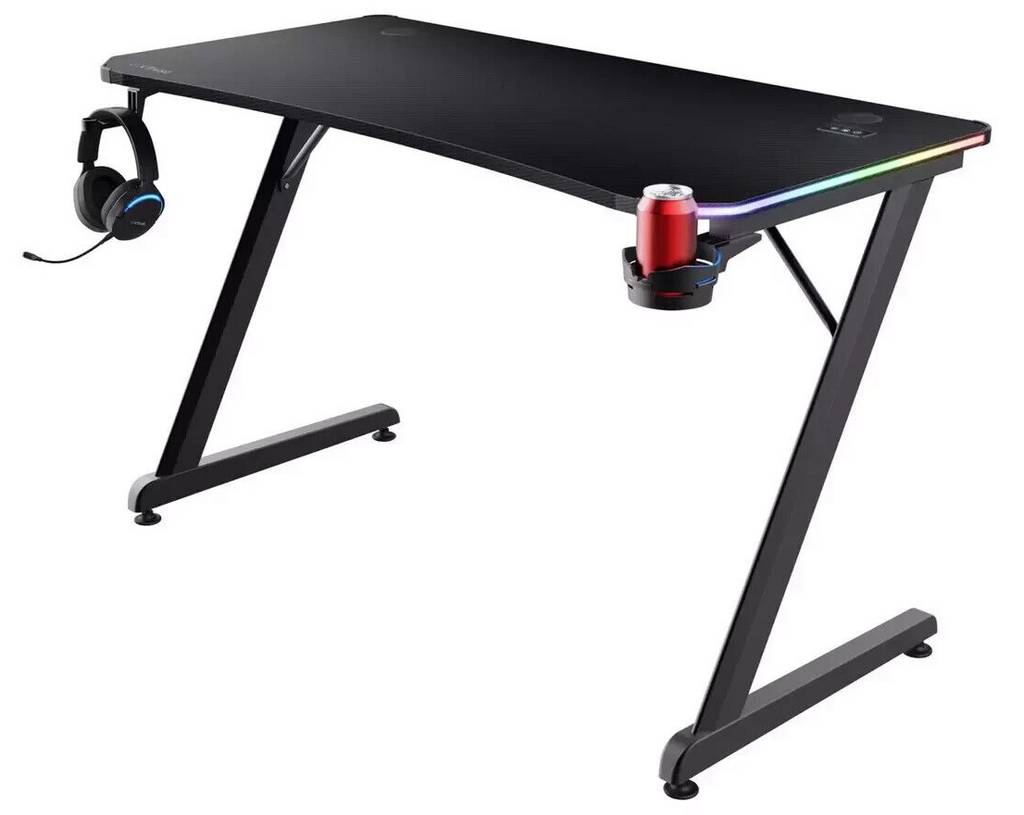 Trust GXT709 Luminus RGB Gaming Desk Black | LED Furniture for Entertainment
