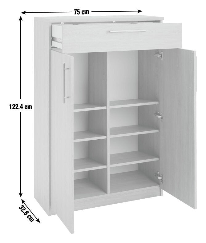 Brisbane 2 Door Shoe Storage Cabinet - Grey ( B Grade 34065 - 34066 )