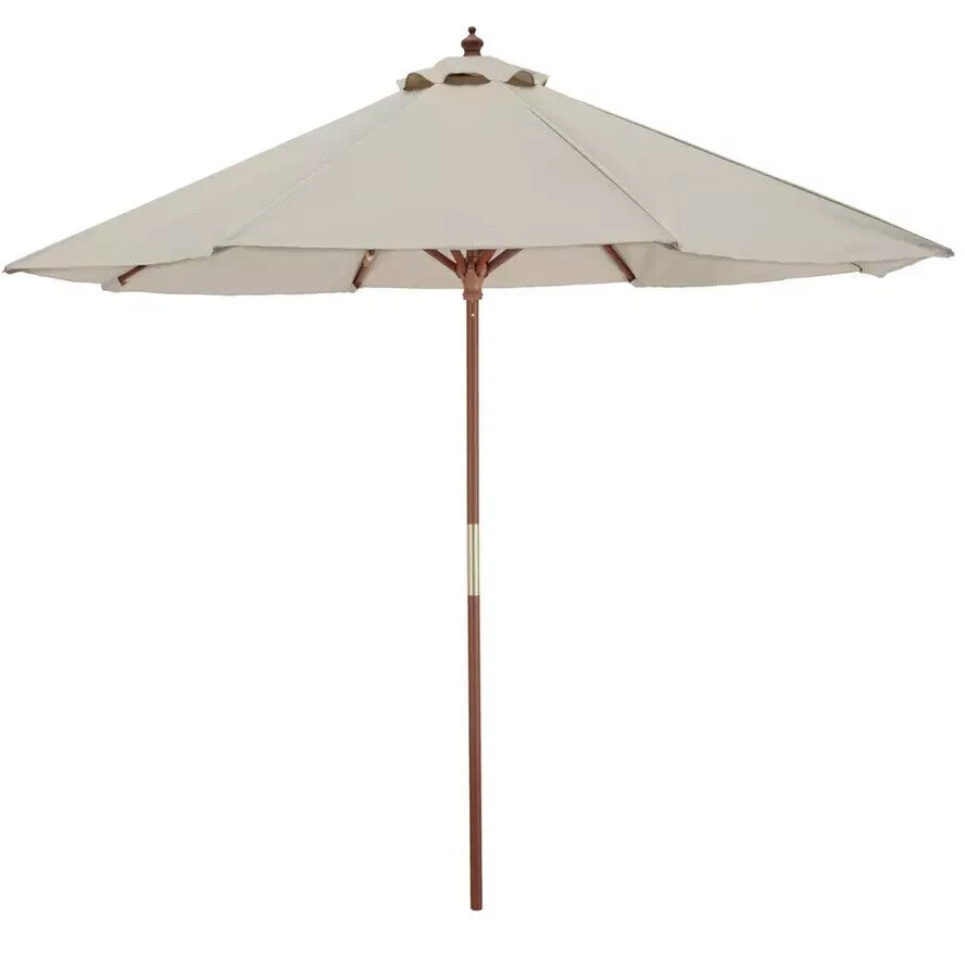 Home 2.7m Water Repellent Garden Parasol - Cream | Outdoor Patio Shade Umbrella