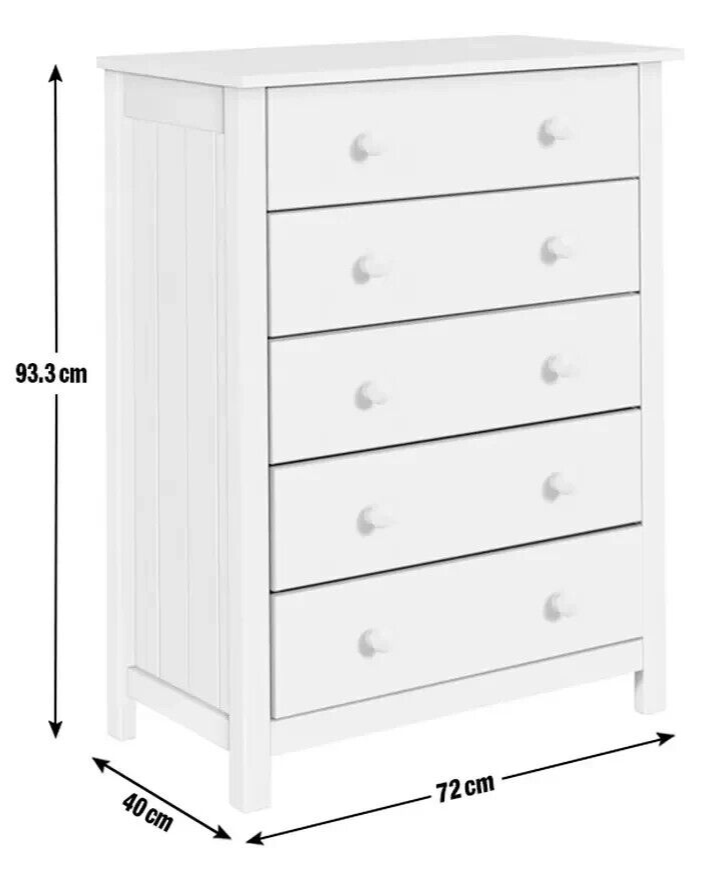 Scandinavia 5 Drawer Chest - White