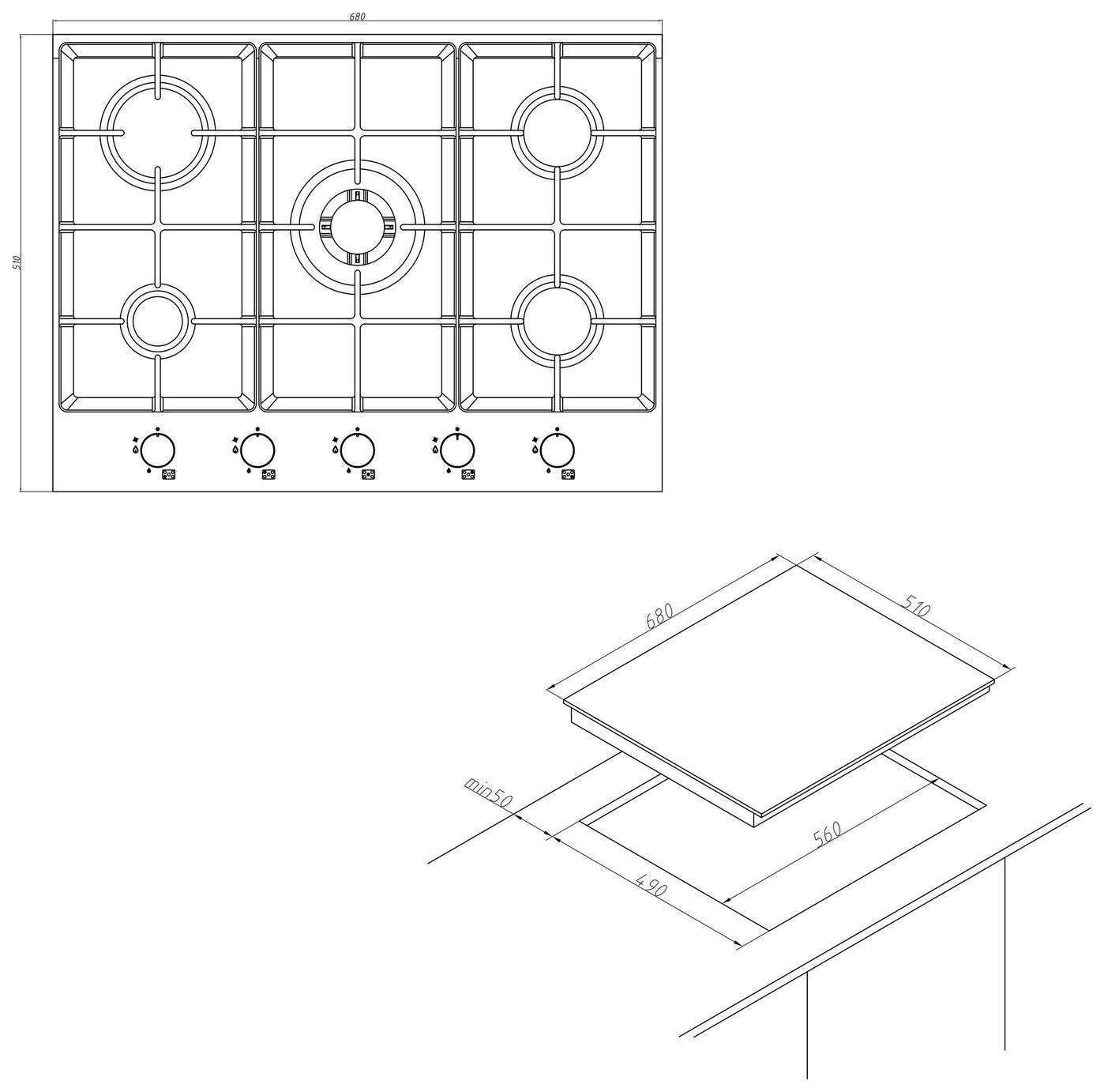 Bush BGOGH75 Electric Gas Hob - Black