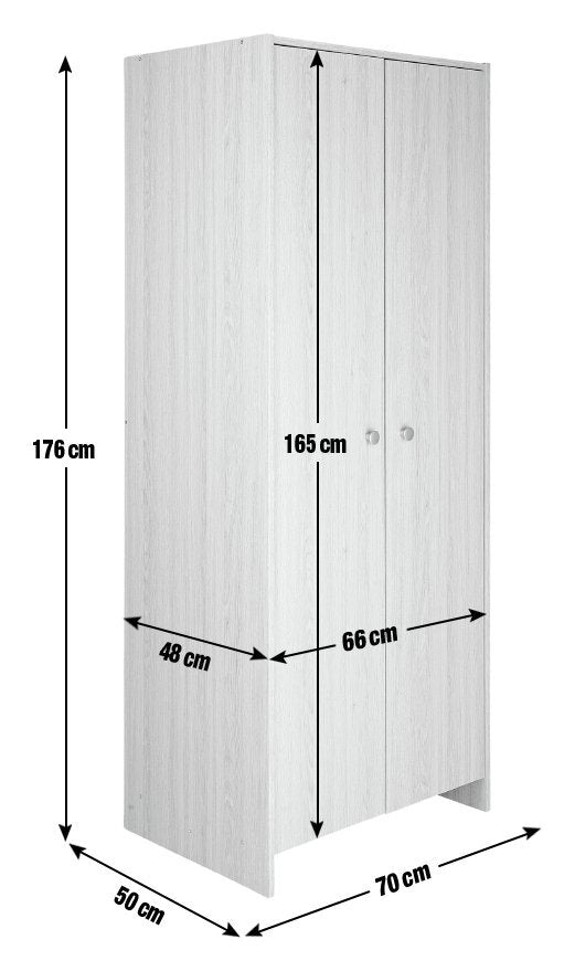 Seville 2 Door Wardrobe - Grey Oak Effect
