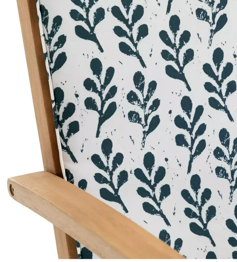 Folding Wooden Sun Lounger - Blue and White