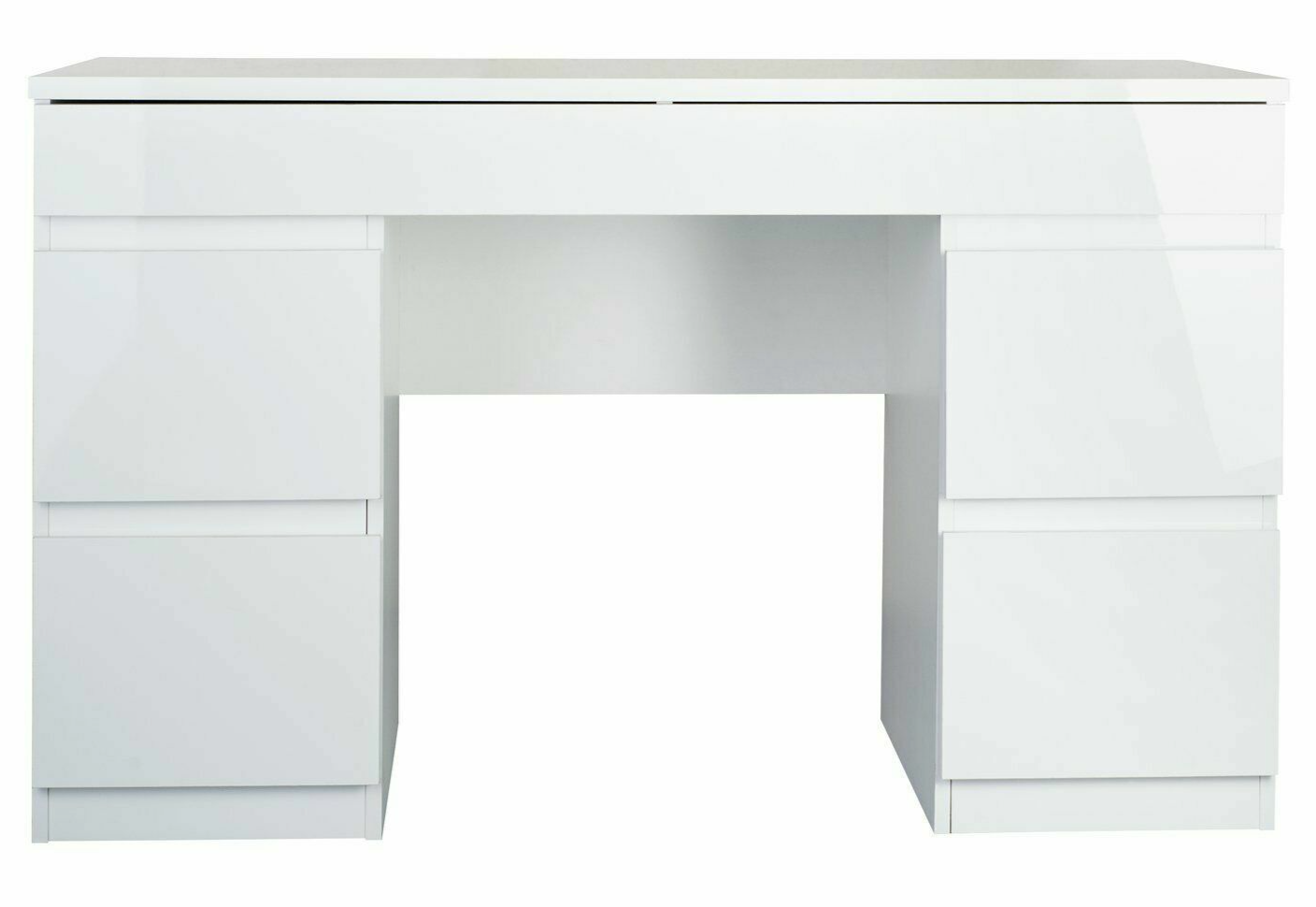 Habitat Jenson 6 Drawer Dressing Table Desk - White Gloss | Bedroom Makeup Desk