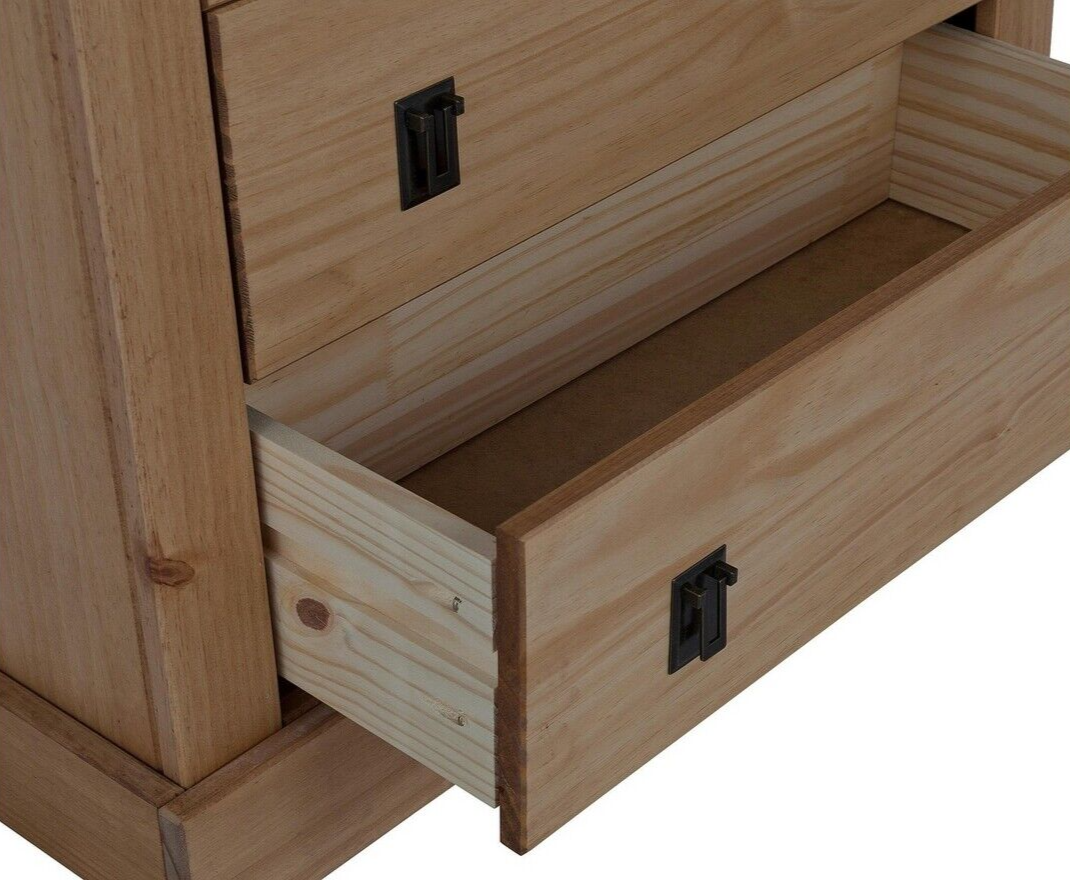 Solid Pine 2 Drawer Tall Bookcase