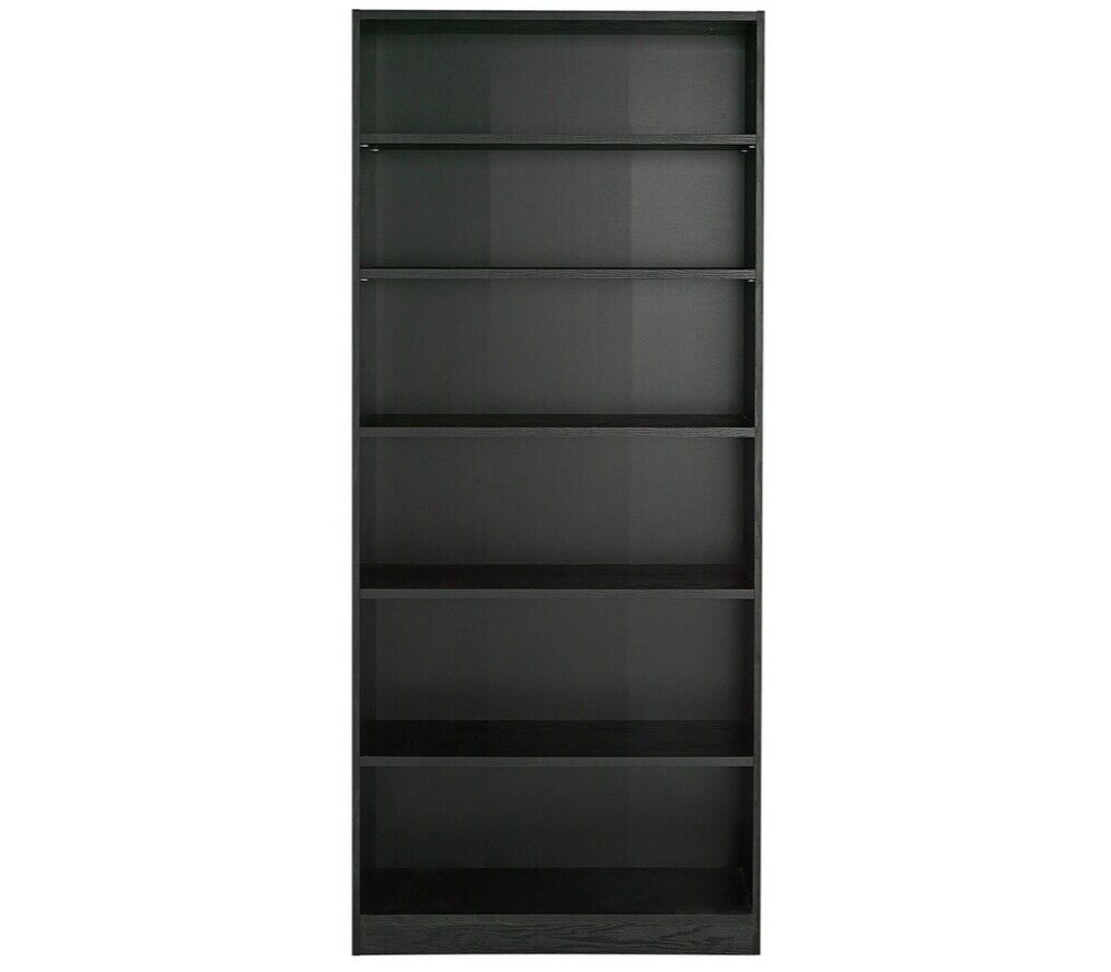 Maine Deep 6 Shelf Bookcase - Shelving Storage Unit Display Cabinet - Black