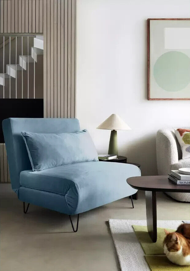 Habitat Roni Single Velvet Chairbed - India Ink