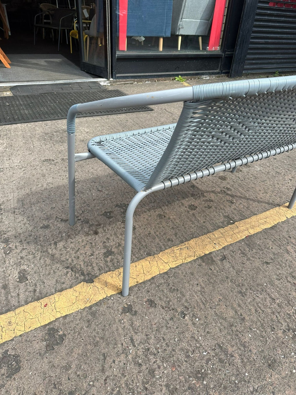 Steel Wicker 2 Seater Garden Bench - Grey