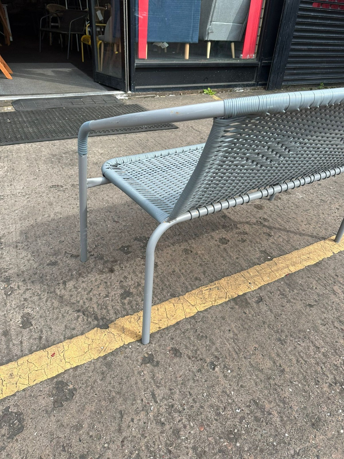 Steel Wicker 2 Seater Garden Bench - Grey