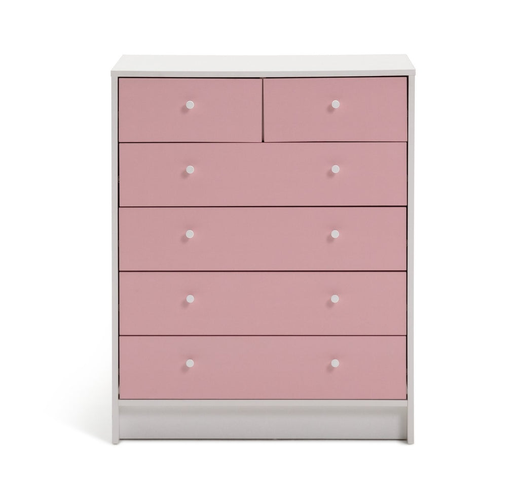 Home Kids Malibu 4+2 Chest of Drawers - Pink & White | bedroom storage for kids
