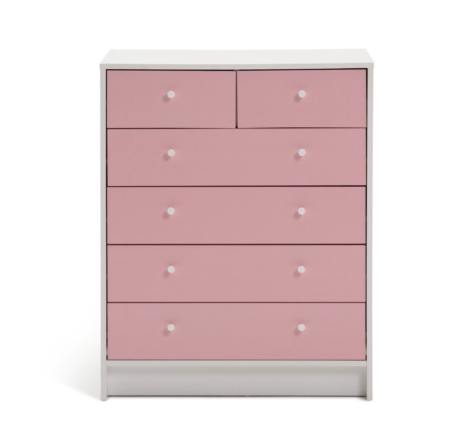 Home Kids Malibu 4+2 Chest of Drawers - Pink & White | bedroom storage for kids