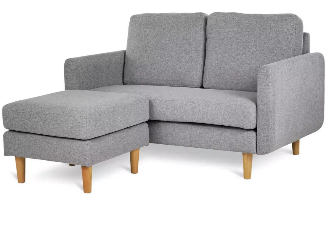 Habitat Remi Fabric 2 Seater Chaise Sofa in a box-Light Grey