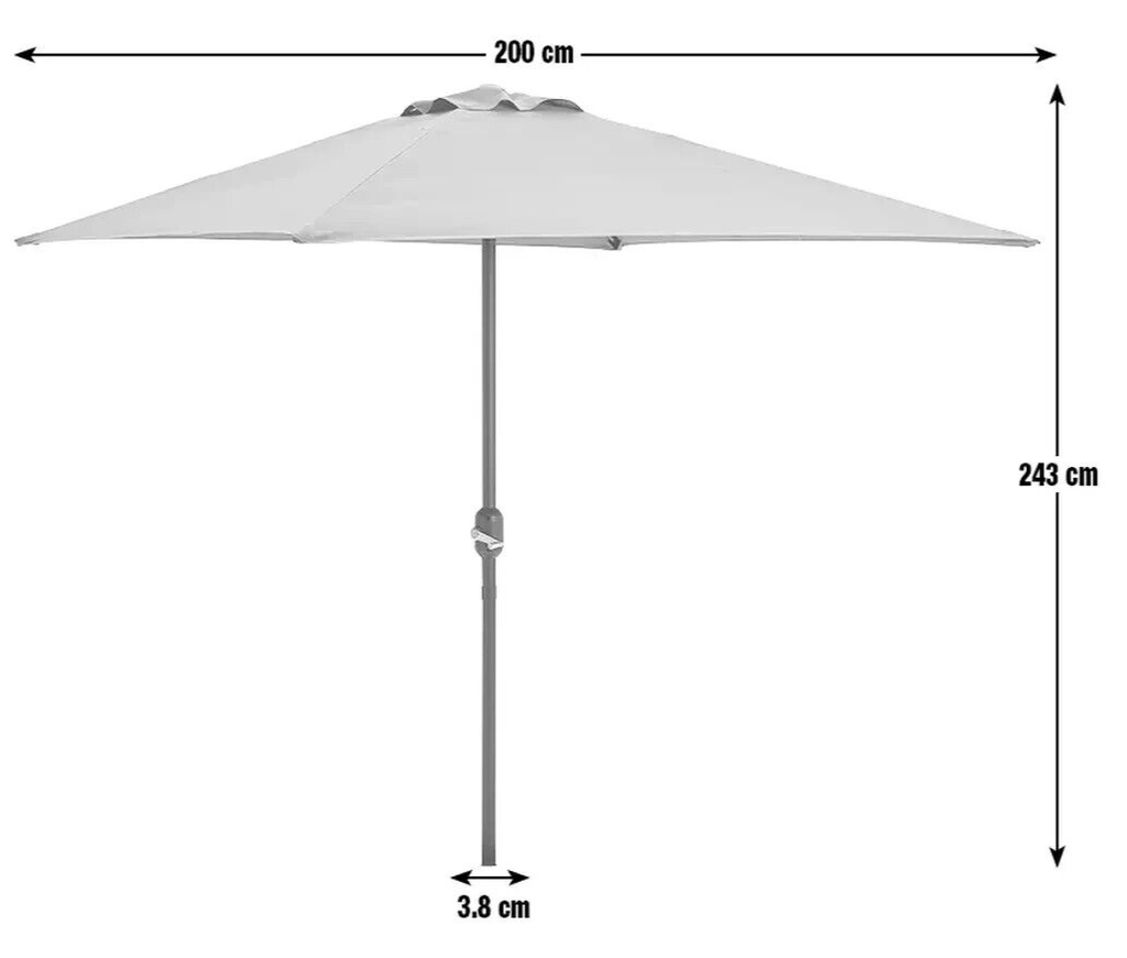 Habitat 2m Square Garden Parasol - Grey | Large Outdoor Umbrella Patio Garden