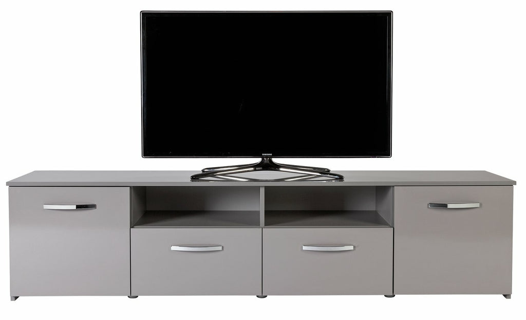 Home Hayward 2 Door TV Unit Gloss Grey | Modern Media Stand with Storage Shelves