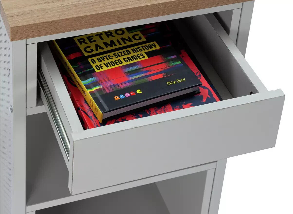 Home Modular 1 Drawer Gaming Desk - Oak Effect & Grey | Study Workstation Table