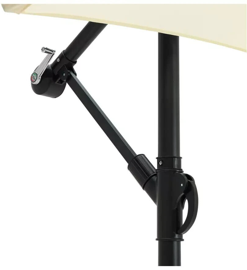 Home 3m Overhanging Garden Parasol - Cream | Outdoor Patio Sun Shade Parasol