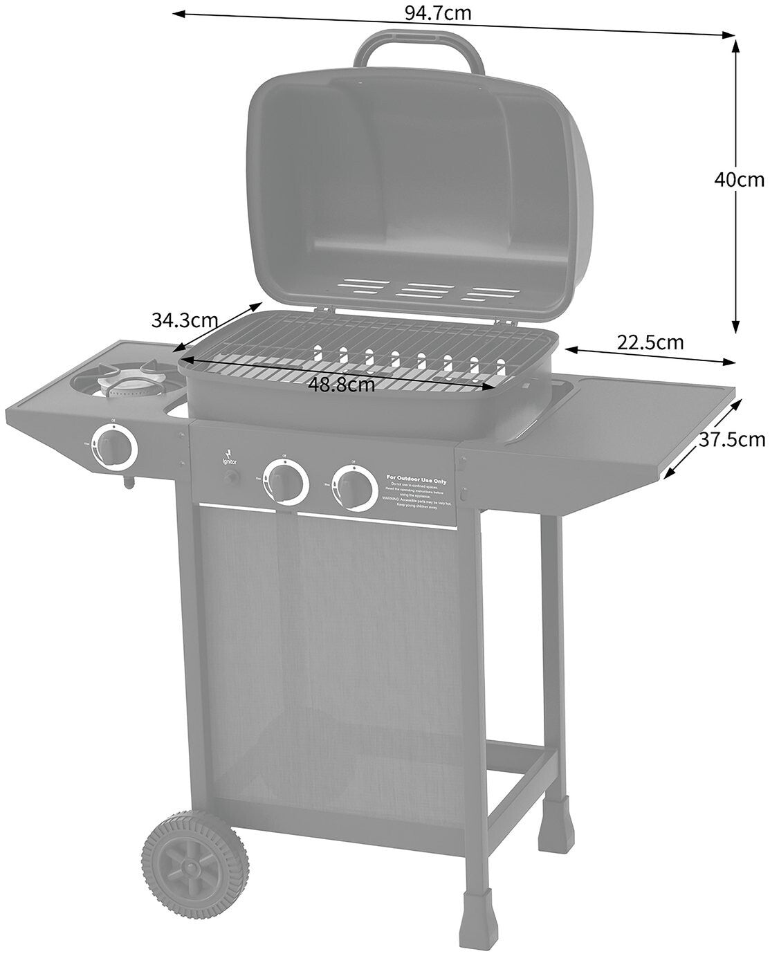 2 Burner Gas BBQ with Side Burner