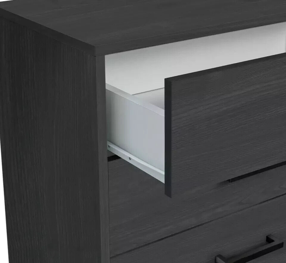 Home Oslo 5 Drawer Chest Black Oak Effect | Modern Furniture Storage Dresser