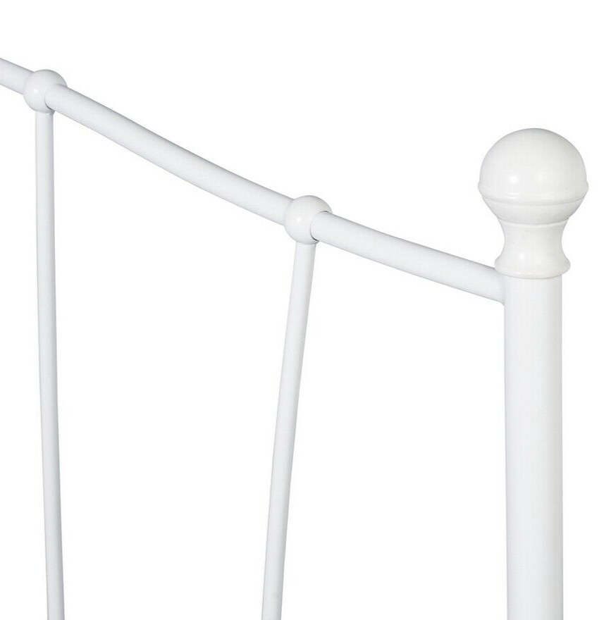 Home Fleur Kingsize Metal Bed Frame - White | Sturdy Durable Mattress Support