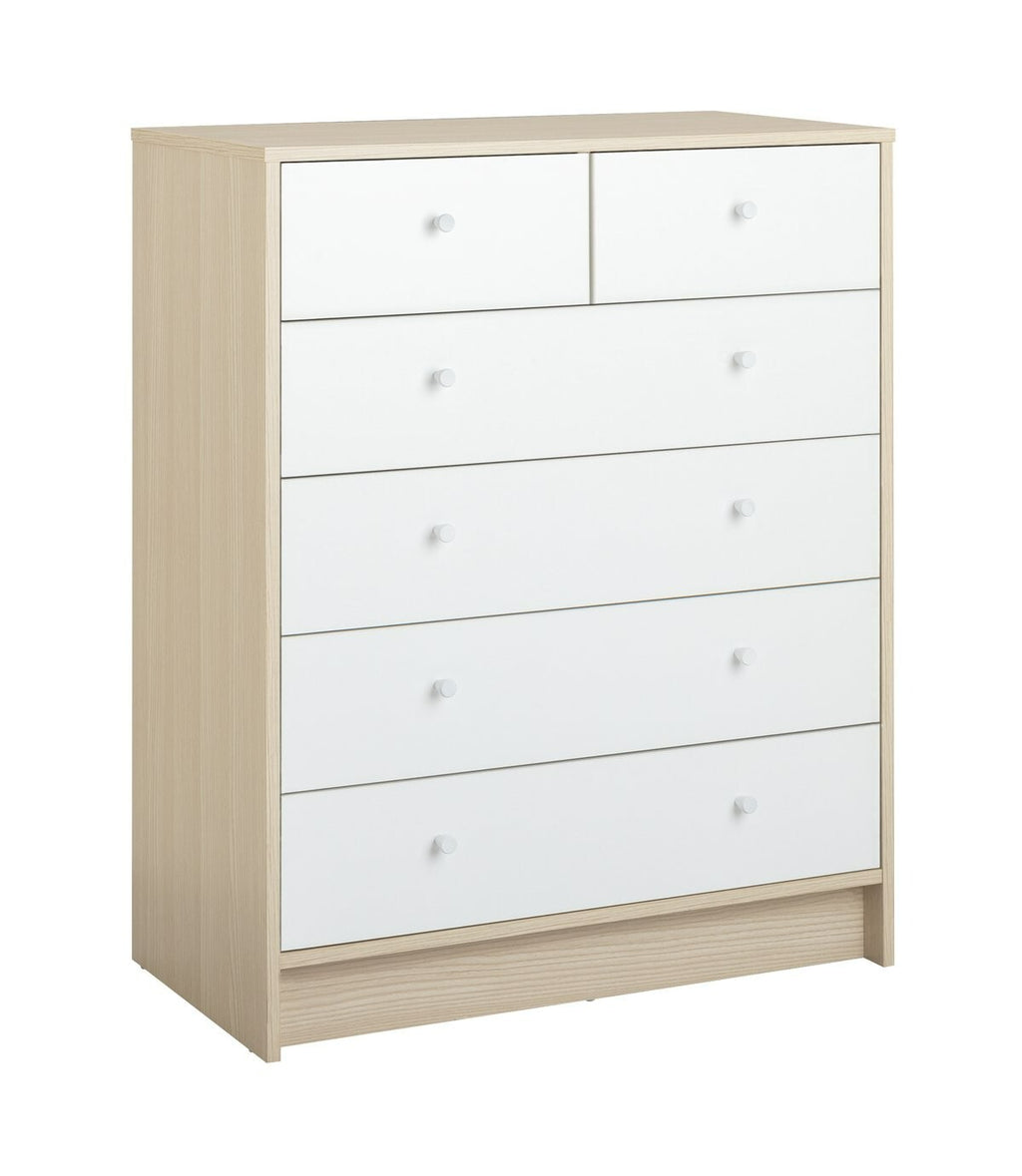 Kids Malibu 4+2 Drawer Chest - White & Acacia