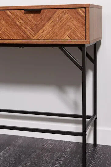 Lloyd Pascal Dark Chevron 2 Drawer Console Table - Brown