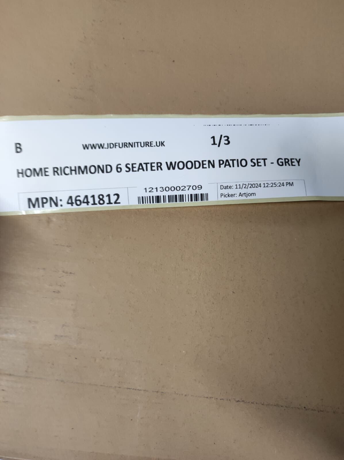 Richmond 6 Seater Wooden Patio Set - Grey ( B Grade 29488 - 29489 - 29491 )
