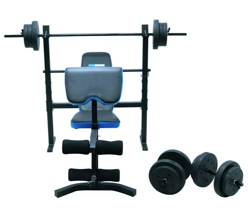Pro Fitness Folding Workout Bench with 50kg Weight Package | Gym Training Set