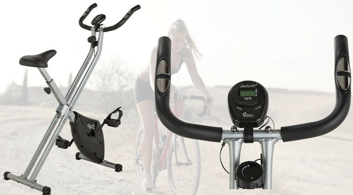 Opti Folding Magnetic Exercise Bike | Home Gym Fitness Equipment Compact Workout