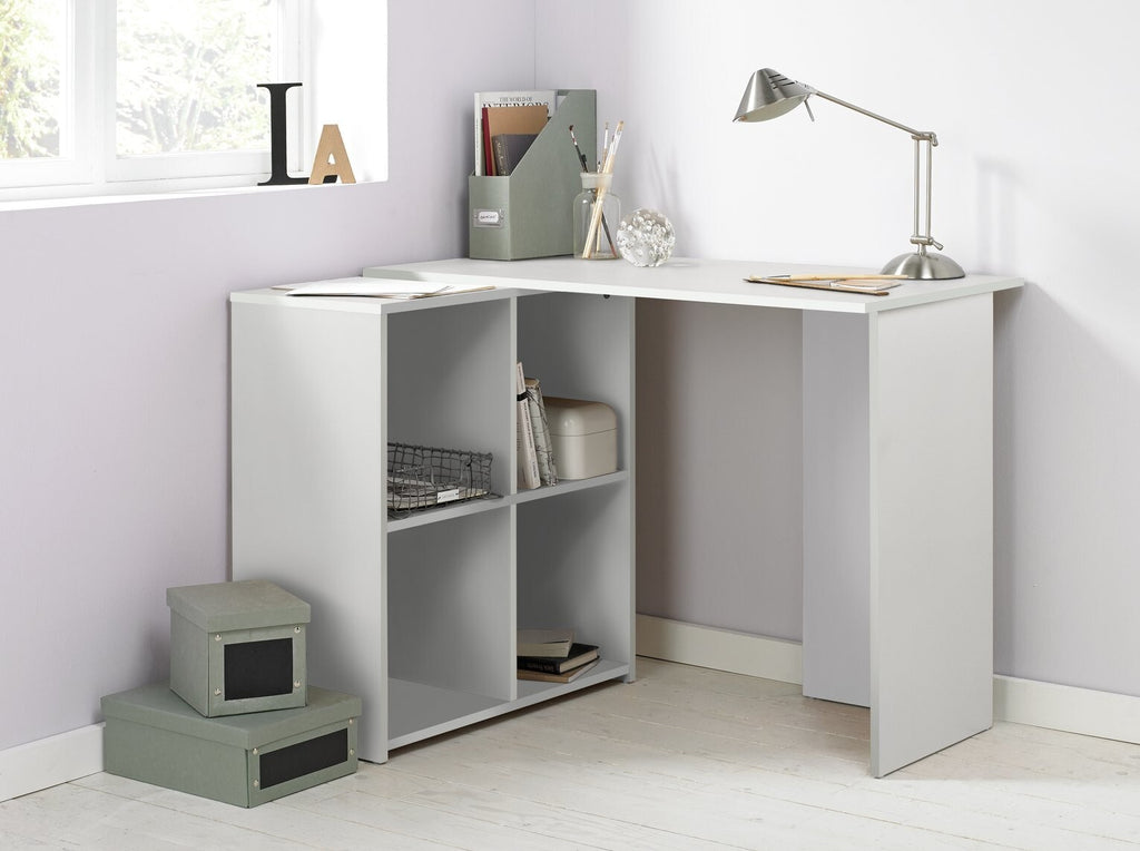 Home Malibu Corner Office Desk White | Modern Workstation Furniture ( B Grade )