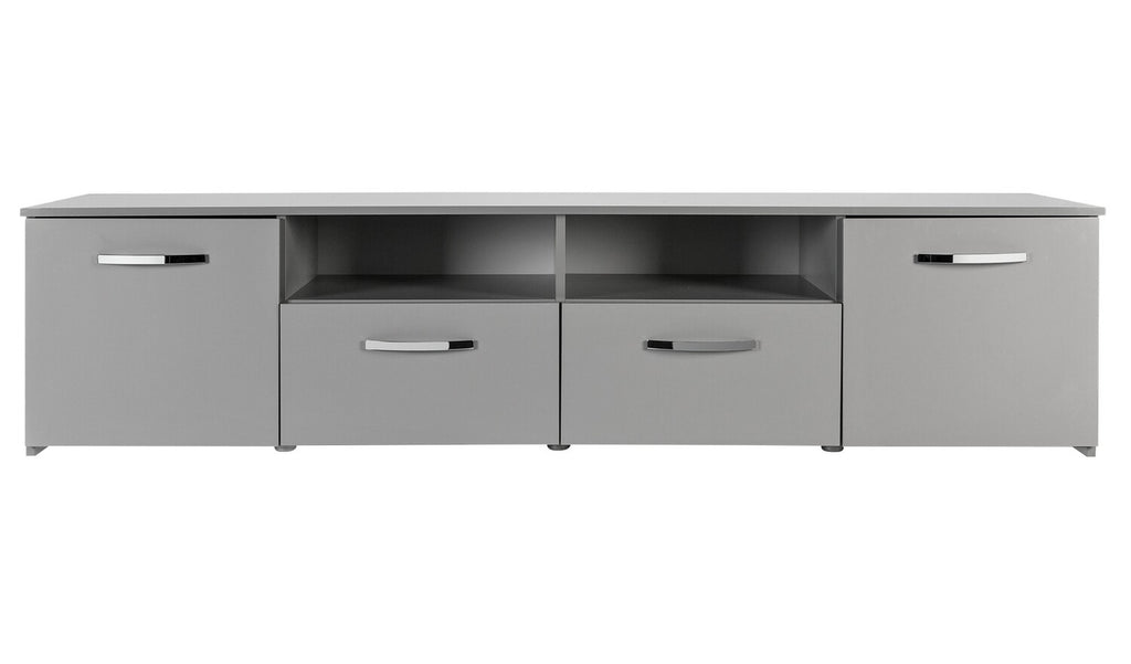 Home Hayward 2 Door TV Unit Gloss Grey | Modern Media Stand with Storage Shelves