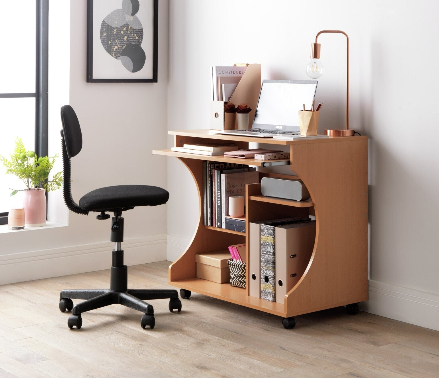 Workstation Office Desk - Beech Effect