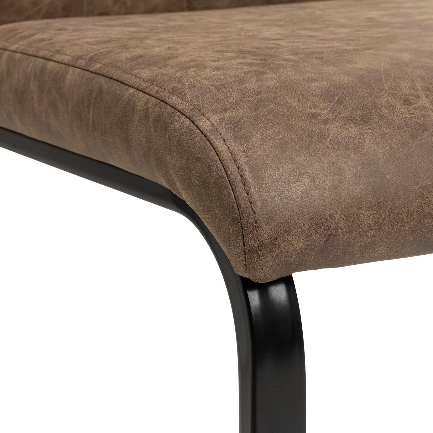 Bronson Pair of Faux Leather Dining Chairs- Brown