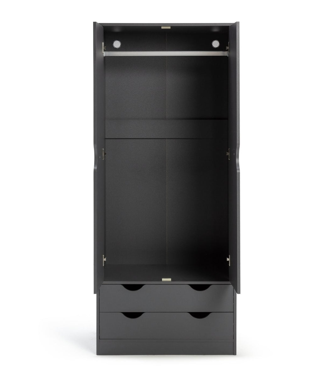 Pagnell 2 Door 2 Drawer Wardrobe - Grey | compact wardrobe