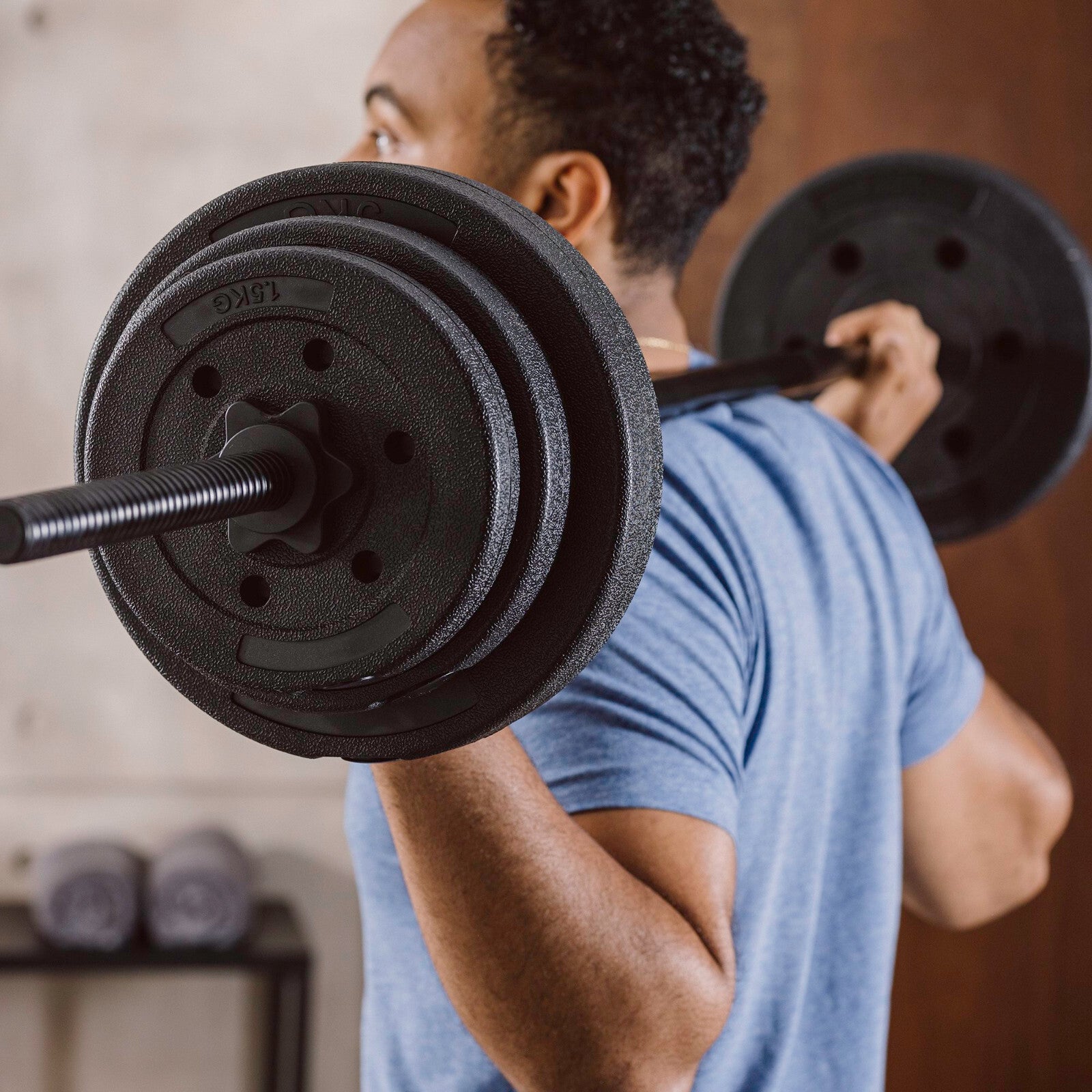 Opti Vinyl Dumbbell and Barbell Set - 50kg | Adjustable Dumbbells and Bar Set
