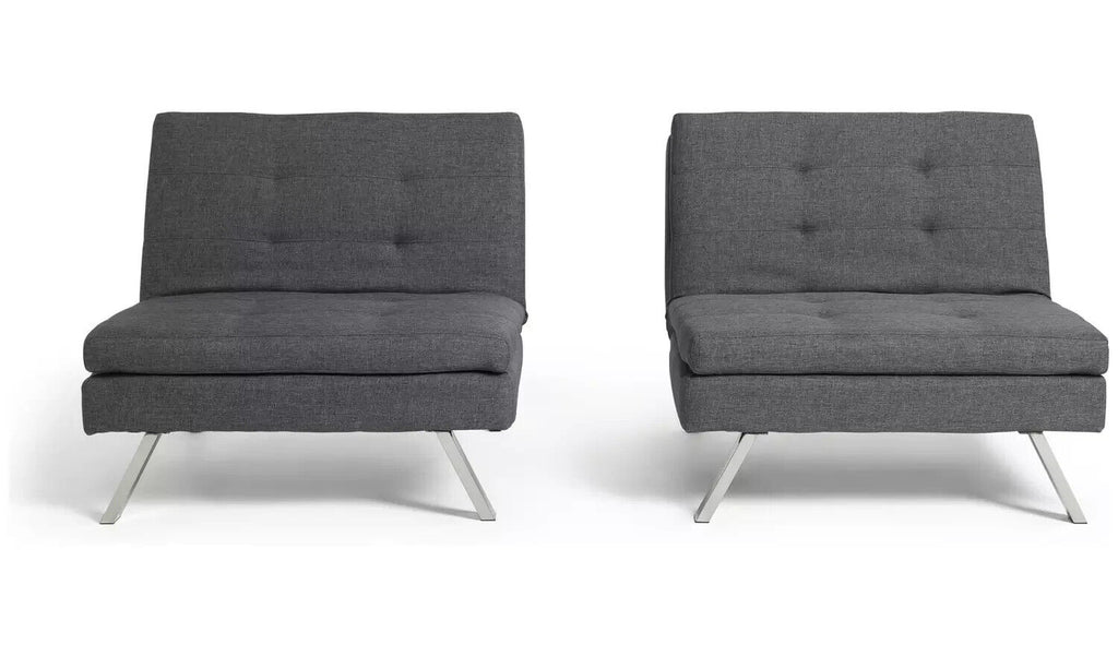 Home Duo Fabric 2 Seater Clic Clac Sofa Bed - Charcoal | Living Room Furniture