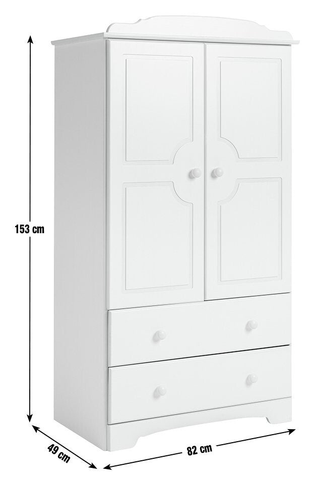 Nordic 2 Door 2 Drawer Wardrobe - White ( B Grade 34426 - 34427 )