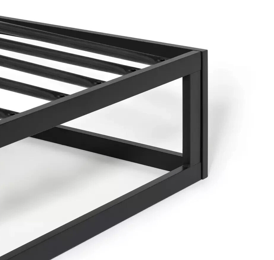 Platform Double Metal Bed Frame - Black | Bedroom Furniture for Teen or Guest Ro