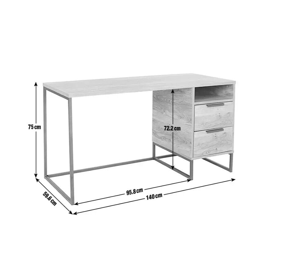 Habitat Nomad 2 Drawer Desk - Oak Effect | Home Office Desk with Storage Drawers