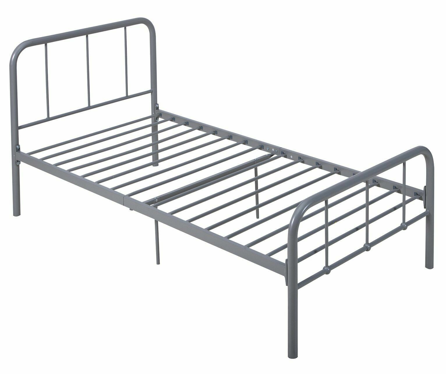 Charlie Single Metal Bed Frame - Silver | Kids Bedroom Furniture or Guest Sleep