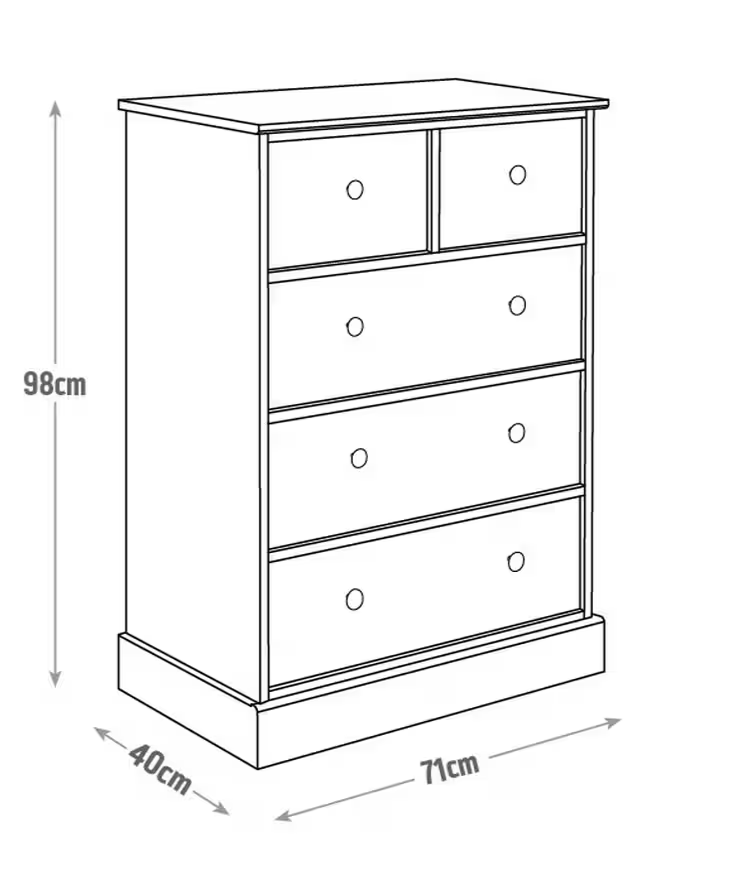 Kensington 3+2 Drw Chest - Soft Grey & Oak Effect