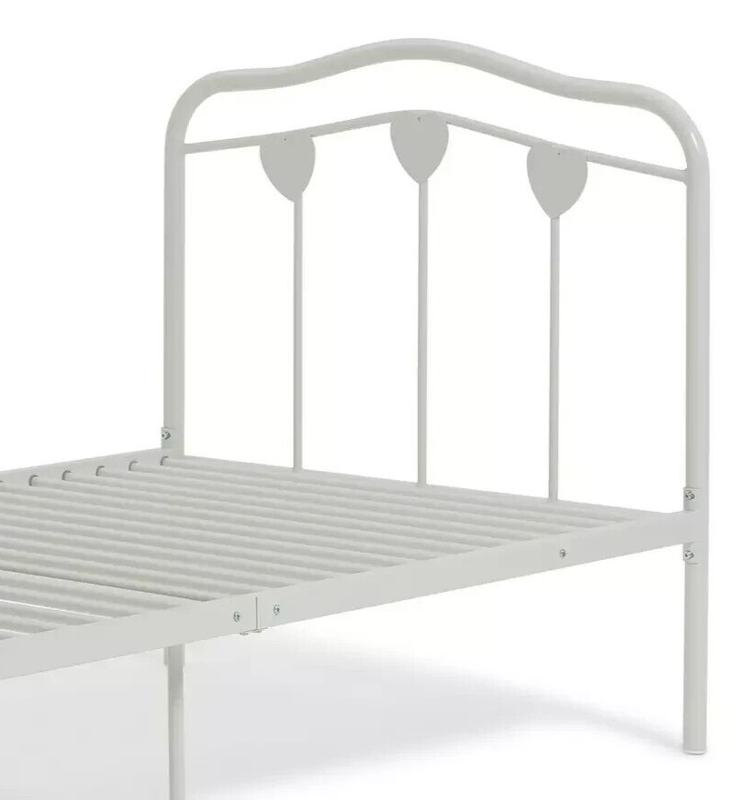 Hearts Single Metal Bed Frame - White ( B Grade 21231 )