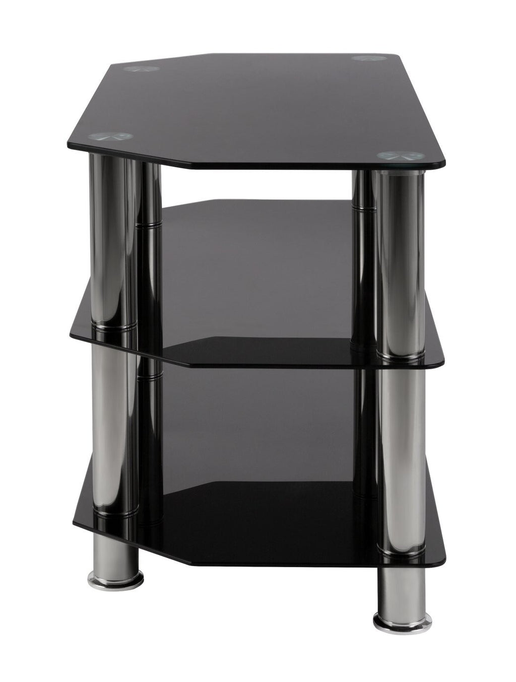 Matrix Glass Corner TV Unit - Black & Chrome | Living Room Storage Stand for TV