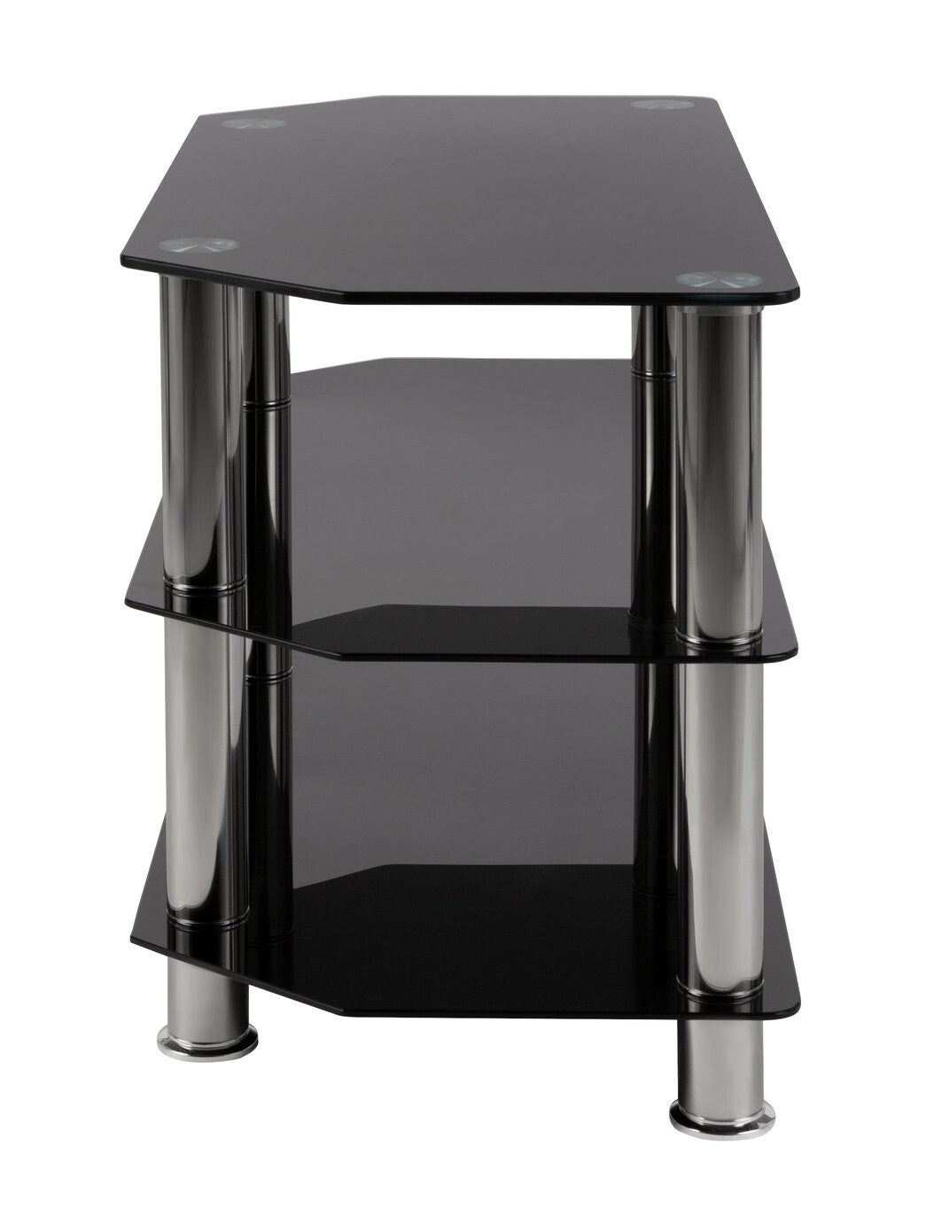 Matrix Glass Corner TV Unit - Black & Chrome | Living Room Storage Stand for TV