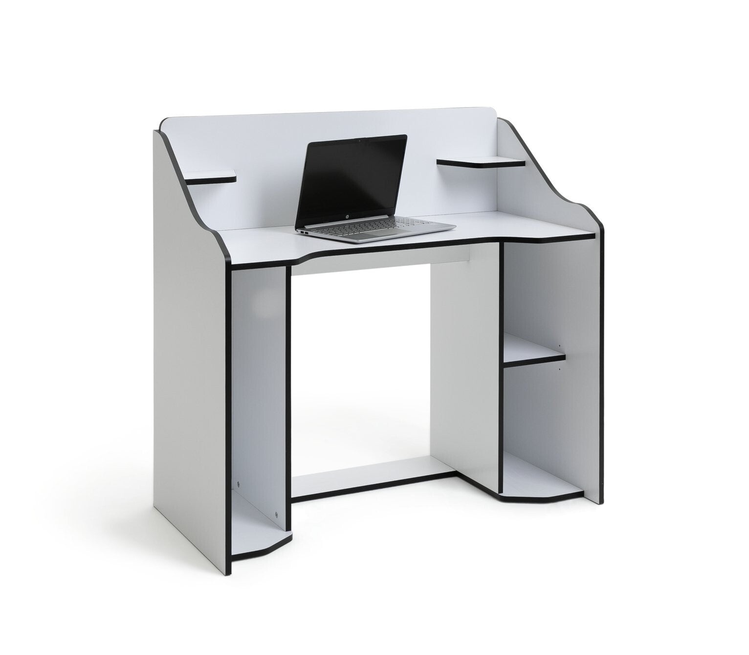 Ultimate Controller Gaming Desk Black and White | Modern PC Gaming Desk for Home