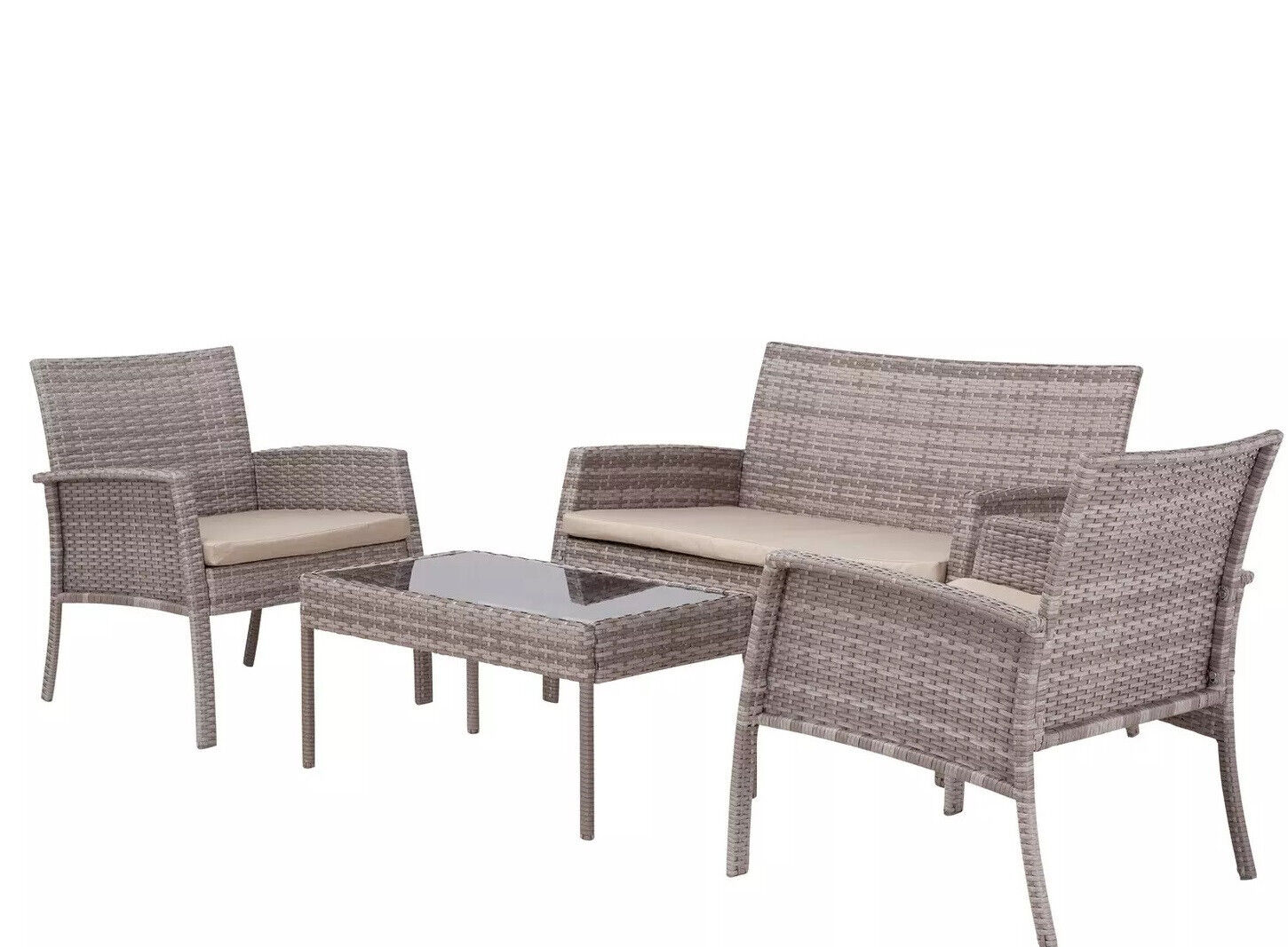 Home Lucia 4 Seater Rattan Effect Garden Sofa Set | Outdoor Patio Furniture