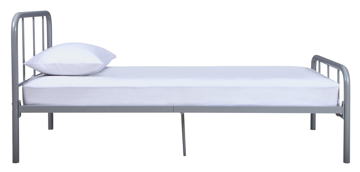 Charlie Single Metal Bed Frame - Silver | Kids Bedroom Furniture or Guest Sleep