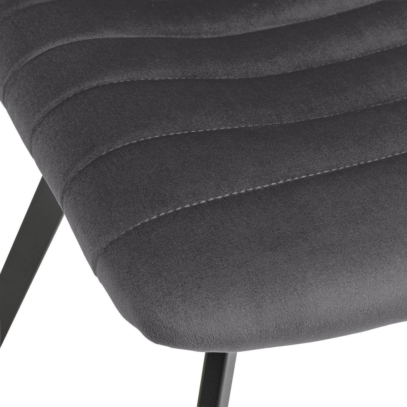 Keaton Pair of Velvet Dining Chairs - Charcoal