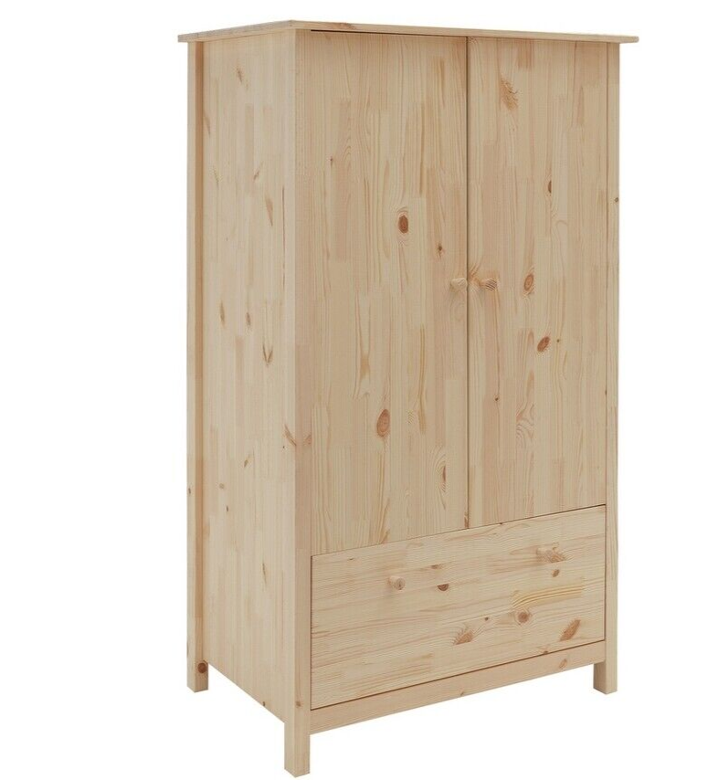 Scandinavia 2 Door 1 Drawer Wardrobe - Pine