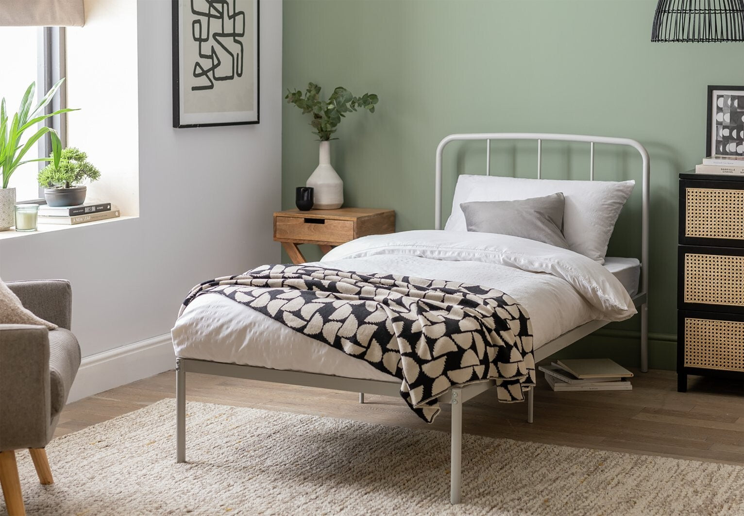Freja Single Metal Bed Frame - Silver